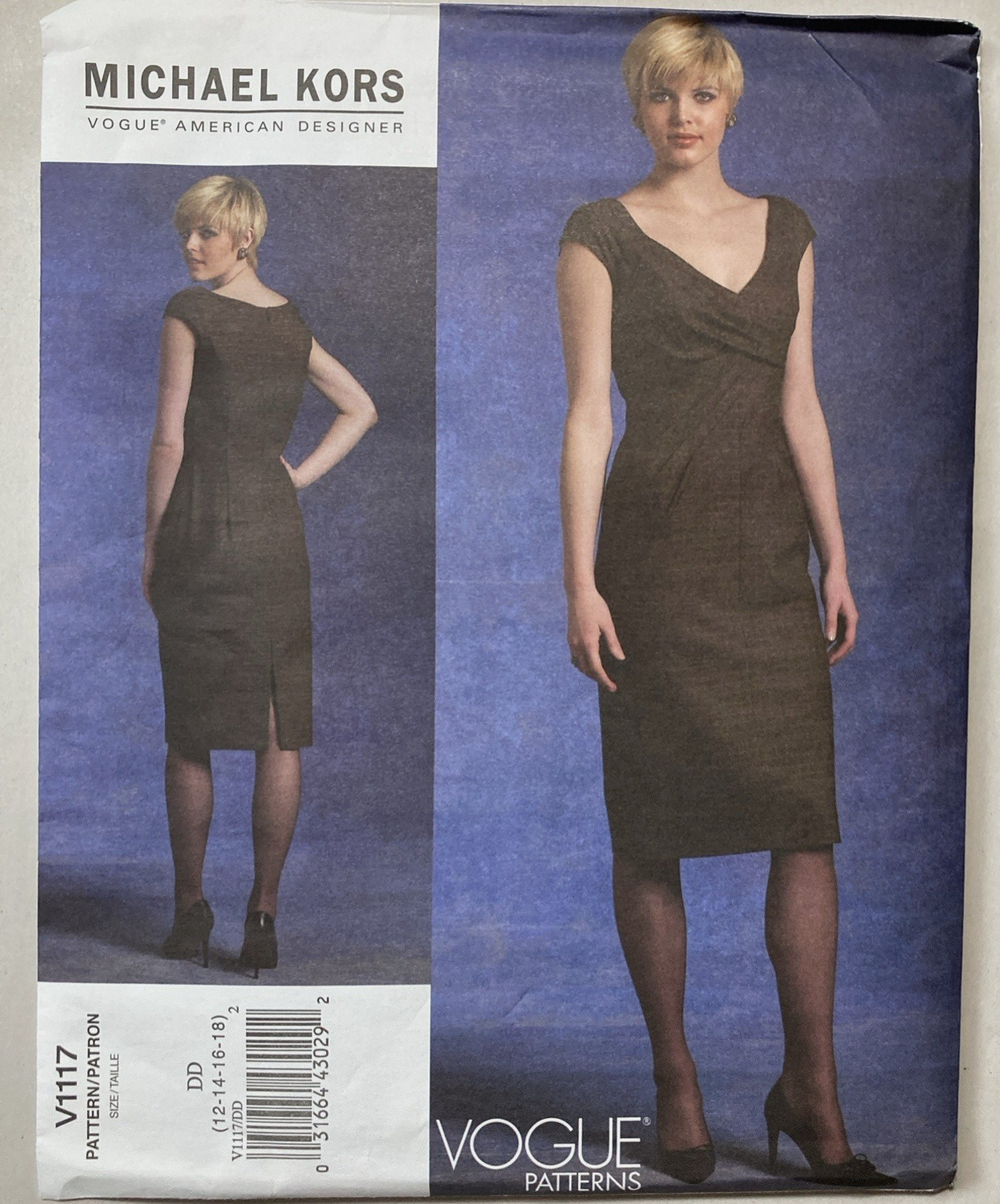 Vogue V1117 Michael Kors Design Black Sheath Dress Pattern Misses 12-18 UNCUT